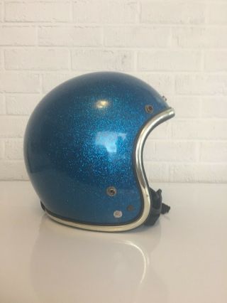 Vintage 1960 ' s to 1970 ' s Arthur Fulmer AF 20 Blue Metalflake Helmet Large 4