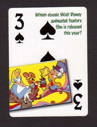 Walt Disney Alice In Wonderland Mad Hatter Tea Party Neat Playing Card 1y5