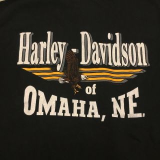 Vtg Harley Davidson T Shirt Usa Bike Pocket Eagle Omaha Ne Black Xl 1980s