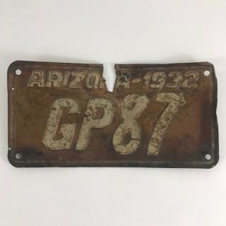 Vintage 1932 Arizona State License Plate - All Copper W/ Paint - Gp87