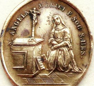 Saint Angela & Saint Ursula - Rare Antique Medal Pendant