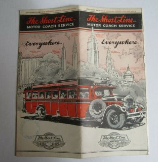 Old Vintage C.  1930 - Short Line Motor Coach - Bus / Travel Brochure - York