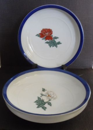 Vintage Japanese Porcelain Floral Gold Plate Bowl Dish Set Of 2 Made In Japan