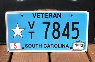 South Carolina Veteran License Plate Vt7845