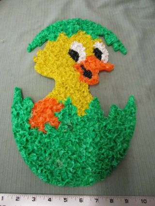 Vintage Melted Popcorn Plastic Decor Green Easter Duck Green Egg Spring Chick No