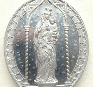 Our Lady Of Carmel & Saint Joseph - Gorgeous Antique Medal Pendant