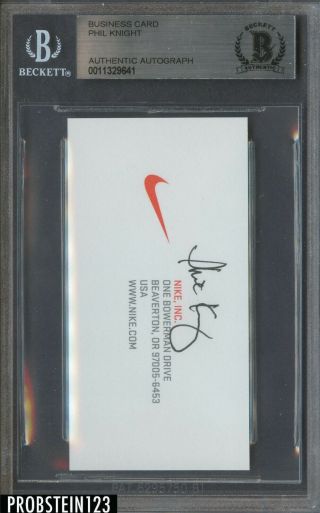 Phil Knight Nike Ceo Signed Business Card Auto Autograph Bgs Bas