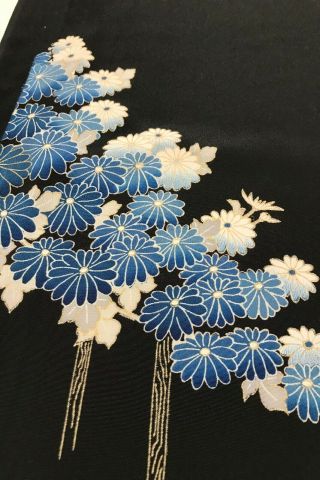 Vintage/Japanese tomesode kimono silk fabric/ chrysanthemum L447 3