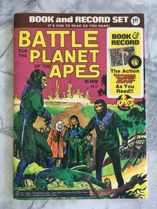Battle For The Planet Of The Apes Book And 45 Record - Nm Planet Of The Apes