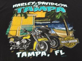 Harley Davidson Tampa Florida T Shirt Mens 2xl Beach Motorcycle Palm Tree Sunset