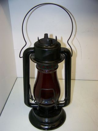 Antique 1800s Defiance Lantern Stpg Co.  Rochester No 2 With Vintage Red Globe