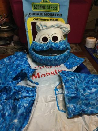 Vintage 1979 Halloween Ben Cooper Sesame Street Cookie Monster Costume & Mask