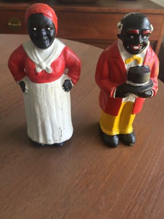 Black Americana Aunt Jemima & Uncle Moses Cast Iron Bank Mammy 5” Tall
