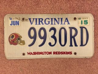 Virginia - Washington Redskins License Plate Tag - 9930rd