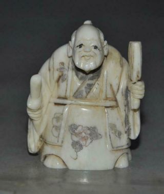 Japanese Handwork Bone Netsuke Carving Samurai