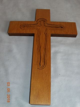 Handmade 3d Wooden Cross,  10”x 7” Wall Hanging Christian Crucifix