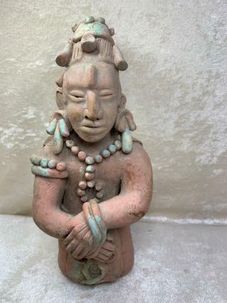 Clay Pottery Mayan Warrior Aztec God Figurine Statue Hencho En Mexico Signed