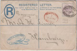 1886 Liverpool Cover With A Lilac Stamp Sent To Hamburg Germany