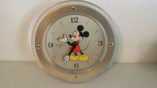 Seiko Quartz Disney Mickey Mouse Wall Clock 11 " Oxy001 Gold Tone Rare - A1