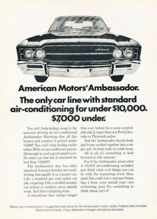 1969 Amc Ambassador American Motors Advertisement Print Art Car Ad H76