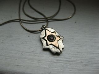 The Star Of David Necklace Pendant Jewish Judaism Sterling Vermeil And Ruby