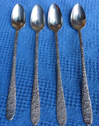 Vintage National Silver Co.  Narcissus Silverplate Ice Tea Spoon Set Of 4
