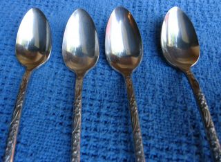 Vintage National Silver Co.  Narcissus Silverplate Ice Tea Spoon Set Of 4 2