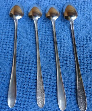 Vintage National Silver Co.  Narcissus Silverplate Ice Tea Spoon Set Of 4 4