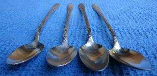 Vintage National Silver Co.  Narcissus Silverplate Ice Tea Spoon Set Of 4 8