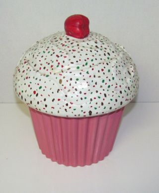Rare Pink Base E.  S.  Molds 1977 Cookie Jar Cupcake