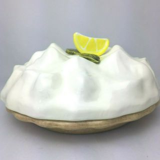 Vintage Ceramic Lemon Meringue Pie Dish With Cover Whittier Ware 2