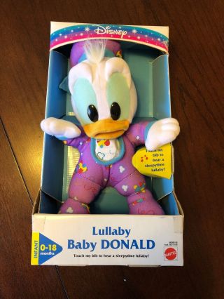12 " Vintage Mattel Arcotoys Disney Lullaby Baby Donald Duck Plush Rare