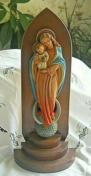 Vtg Statue Of Virgin Mary,  Madonna Standing On Moon Holding Baby Jesus Holland