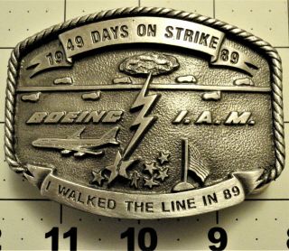 Rare 1989 Boeing I.  A.  M.  49 Days On Strike I Walked The Line Belt Buckle Nos