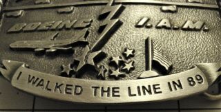 RARE 1989 BOEING I.  A.  M.  49 DAYS ON STRIKE I WALKED THE LINE BELT BUCKLE NOS 3