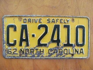 1962 North Carolina Nc License Plate Tag,  Vintage,  Ca - 2410,