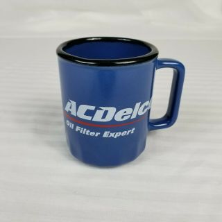 Ac Delco Oil Filter Coffee Mug Cup 12 Oz.  Blue Black Rim Made In Usa
