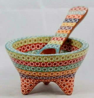 Ceramic Salsa Dish/condiment Mexican Folk Art Potter Mauricio Martinez 2 Multi