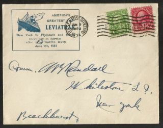 United States Lines - Ss Leviathan - Ship Mail Cover 1934