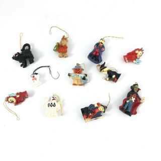 Miniature Halloween Ornaments - Witch Vampire Black Cat Ghosts Devil Bears