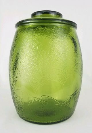 Vintage Bartlett Collins Green Glass Mushroom Cookie Jar Canister Retro