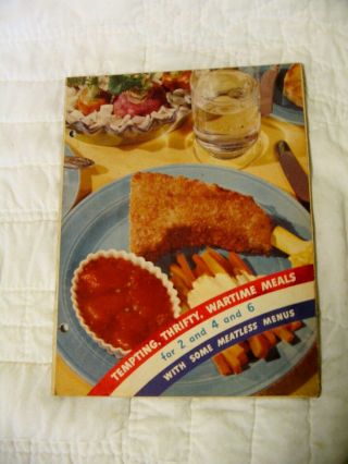 Estate Vintage 1942 Recipe Booklet - Tempting,  Thrifty,  Wartime Meals