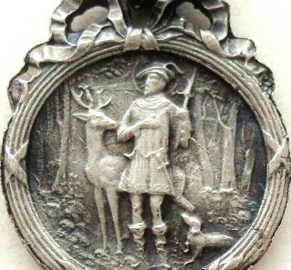 Conversation Of Saint Hubert To The Holy Deer - Gorgeous Antique Medal Pendant
