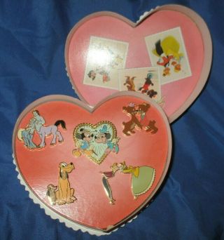 Disney Box Pin Set Of 5 Sweethearts Mickey/minnie Mouse/pluto Limited To 2,  000