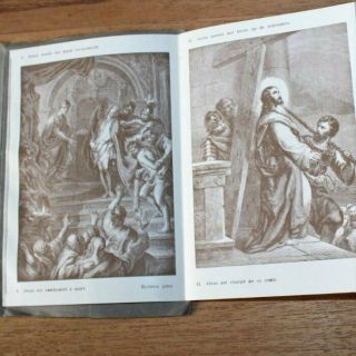 Vintage French Flemish Little House Book With The Stations Of The Cross Vestment