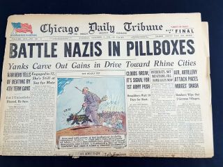 Battle Nazis In Pillboxes 1944 Old Newspaper Chicago Tribune Oct 3