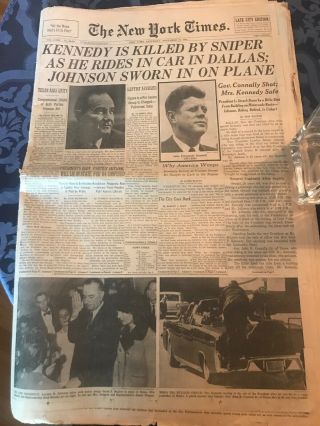 Kennedy Assassination Ny Times November 23 1963 Jfk