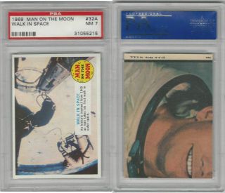 1969 Topps,  Man On The Moon,  32a Walk In Space,  Psa 7 Nm