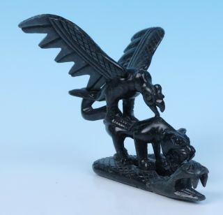 Nicely Carved Black Stone Fetish Snake Cougar Eagle Zuni Totem Figurine Lion