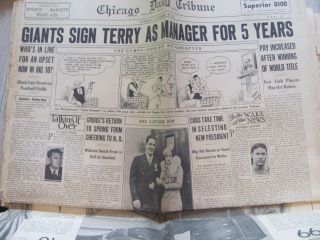 Chicago Daily Tribune 1933 Gangster Gus Winkler Slain Sports Page Bill Terry 2